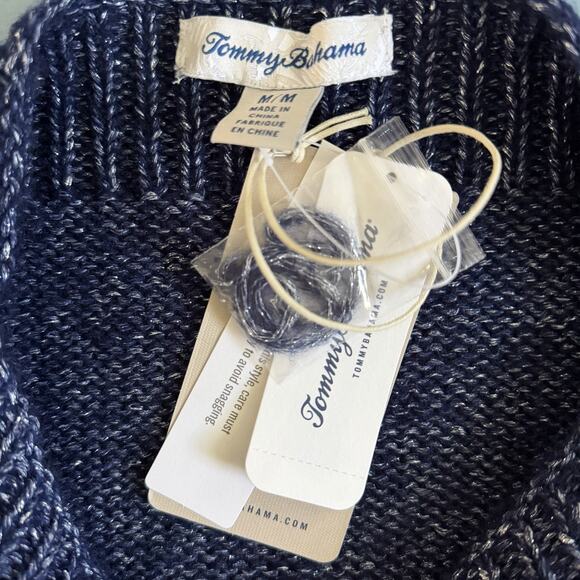 NWT Tommy Bahama Shimmer Balloon Sleeve Island Navy Blue Wool Blend Sweater - Picture 4 of 5